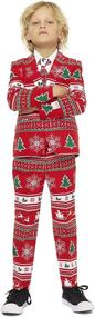 img 4 attached to Eye-Catching Opposuits Christmas Suits for Boys – Festive Ugly Xmas Sweater Costumes with Jacket, Pants & Tie