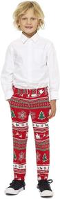 img 2 attached to Eye-Catching Opposuits Christmas Suits for Boys – Festive Ugly Xmas Sweater Costumes with Jacket, Pants & Tie