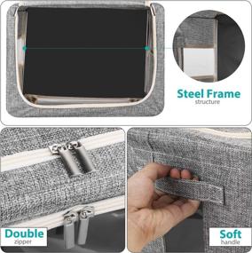 img 2 attached to 📦 Awekris Stackable Storage Bins Box: Foldable Clothes Organizer with Clear Window, Carry Handles - Ideal for Clothes, Blankets, Closets, Bedrooms, and More! Set of 2 Medium (Grey)