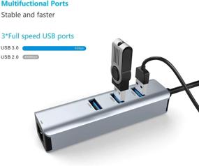 img 2 attached to 🔌 ABLEWE USB 3.0 to Ethernet Adapter Hub with 3-Ports, RJ45 10/100/1000 Gigabit Ethernet Support for Windows 10, 8.1, Mac OS, Surface Pro, Linux, Chromebook, and More