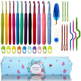 img 4 attached to 🧶 LOOEN 12 Sizes Crochet Hooks Set: Ergonomic Design for Arthritic Hands - Colorful Needles with Case