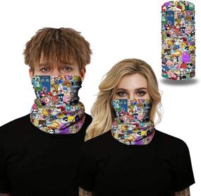 img 1 attached to 🤟 Multi-functional Unisex Bandana Rave 3D Print Face Mask: Dust, Sun, and Wind Protection for Outdoor Activities