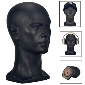 img 1 attached to 🕴️ Matte Black FL Male Mannequin Head – Wig Head Stand Manikin for Cosmetology Training, Displaying Wigs, Hats, Headphones, Masks, Sunglasses, Earrings, Jewelry, Scarves