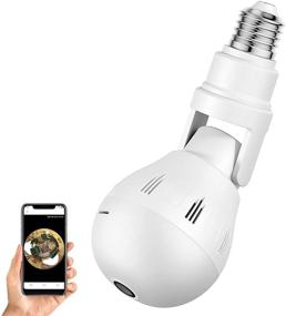 img 4 attached to 📷 SYMYNELEC 360° Panoramic Wireless Bulb Security Camera with Night Vision – Outdoor WiFi Home Video Baby Monitors, Pet Cameras
