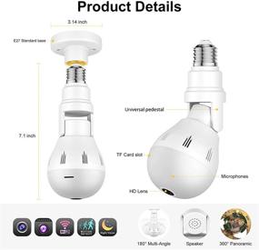 img 3 attached to 📷 SYMYNELEC 360° Panoramic Wireless Bulb Security Camera with Night Vision – Outdoor WiFi Home Video Baby Monitors, Pet Cameras
