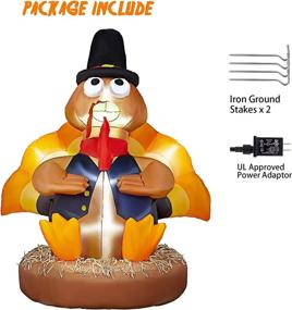 img 2 attached to SEASONJOY 7Ft Thanksgiving Inflatables Turkey with Pilgrim Hat: Outdoor Yard Decoration for Thanksgiving