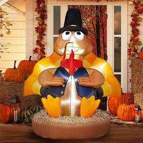 img 4 attached to SEASONJOY 7Ft Thanksgiving Inflatables Turkey with Pilgrim Hat: Outdoor Yard Decoration for Thanksgiving