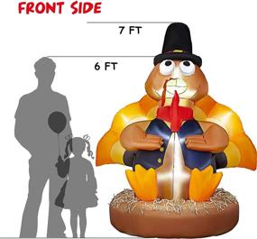 img 3 attached to SEASONJOY 7Ft Thanksgiving Inflatables Turkey with Pilgrim Hat: Outdoor Yard Decoration for Thanksgiving