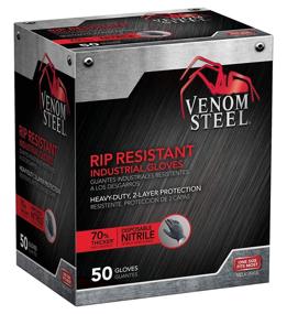 img 4 attached to Medline VEN6045R Venom Steel Premium Industrial Black Nitrile 🧤 Gloves (Pack of 50) - Maximum Protection for Industrial Use