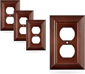 img 4 attached to Set of 4 Decorative Dark Brown Mahogany Look Wall Plate Outlet Switch Covers by SleekLighting - Styles include Decorator, Duplex, Toggle, and Combo - Size: 1 Gang Duplex