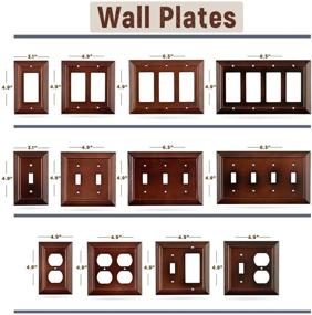 img 2 attached to Set of 4 Decorative Dark Brown Mahogany Look Wall Plate Outlet Switch Covers by SleekLighting - Styles include Decorator, Duplex, Toggle, and Combo - Size: 1 Gang Duplex