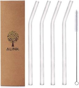 img 2 attached to Alink Glass Smoothie Straws: Reusable Clear Bent Straws for Smoothies - Set of 4 with Cleaning Brush