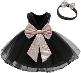 img 4 attached to 🌸 Stunning Sequined Bowknot Flower Girl Dresses: Perfect for Baby's Pageants, Weddings, and Parties!