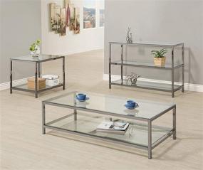 img 1 attached to Black Nickel and Clear End Table with Shelf by Coaster Home Furnishings