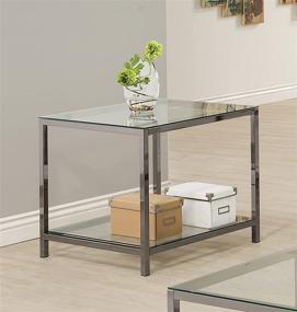 img 3 attached to Black Nickel and Clear End Table with Shelf by Coaster Home Furnishings