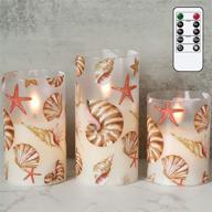 🕯️ dromance glass flameless candles with remote and timer - battery operated realistic 3d wick yellow light - seashell decal real wax led window candles - christmas candles decor (3 x 4, 5, 6 inch) логотип