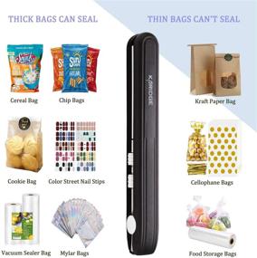 img 3 attached to 🔥 Mini Portable Heat Sealer Upgraded for Food Storage - Mini Sealing Machine for Chip Bags, Plastic Bags, Color Street Nail Strips, Mylar Bags - Black