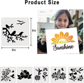 img 1 attached to 24-Piece Bird, Sunflower, and Floral Stencil Set for Painting on Wood, Canvas, Walls - Reusable Template for Kids DIY Crafts, Home Decor - Branches, Leaves, Trees, Roses - Ideal for Drawings and Paintings