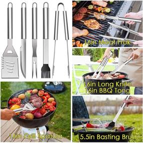 img 1 attached to 🔥 HaSteeL 32 PCS Grilling Accessories BBQ Grill Set: The Ultimate Stainless Steel Grill Tools for Backyard Outdoor Barbecue Camping, Complete Grilling Utensil Kit + Storage Bag – The Perfect Gift for Men & Women