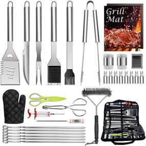 img 4 attached to 🔥 HaSteeL 32 PCS Grilling Accessories BBQ Grill Set: The Ultimate Stainless Steel Grill Tools for Backyard Outdoor Barbecue Camping, Complete Grilling Utensil Kit + Storage Bag – The Perfect Gift for Men & Women