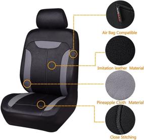 img 3 attached to 🚗 CAR PASS Montclair 11PCS Universal Fit Leather Seat Covers for SUVs, Trucks, Sedans, Cars & Vans – Airbag Compatible (Dark Gary)