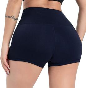 img 3 attached to 🩳 DIELUSA High Waist Yoga Shorts for Women - Tummy Control Workout Running Shorts