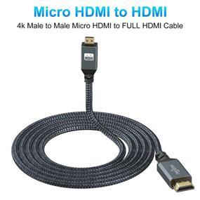 img 2 attached to 🔌 Twozoh 4K Micro HDMI to HDMI Cable 15FT: High-Speed & 3D/4K 60Hz Support for GoPro Hero 7, Sony 6300, Nikon B500, Yoga 3