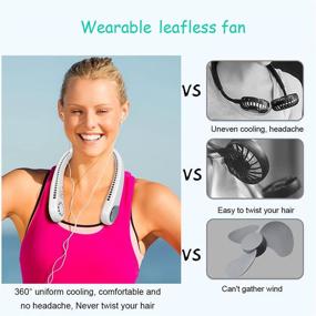 img 3 attached to 🌀 Stay Cool and Hands-Free with JEXINE Portable Neck Fan - USB Rechargeable, Quiet and Leafless Design for Women - 3 Speeds (Neck)