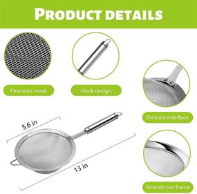 img 3 attached to 🔍 Stainless Steel Fine Mesh Strainer and Sieve Set - Medium Mesh with Handle for Kitchen, Baking, Flour - Ideal Sifter Strainer for Optimal Filtering