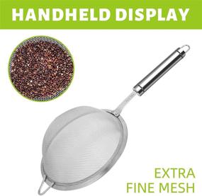 img 2 attached to 🔍 Stainless Steel Fine Mesh Strainer and Sieve Set - Medium Mesh with Handle for Kitchen, Baking, Flour - Ideal Sifter Strainer for Optimal Filtering