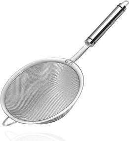 img 4 attached to 🔍 Stainless Steel Fine Mesh Strainer and Sieve Set - Medium Mesh with Handle for Kitchen, Baking, Flour - Ideal Sifter Strainer for Optimal Filtering