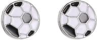 🎁 hypoallergenic metal soccer stud earrings: stylish gemetric circular black and white grid for women and girls - perfect gift logo