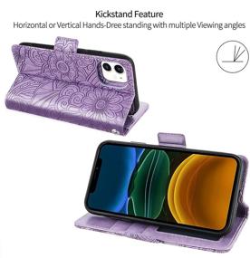 img 2 attached to 📱 Petocase for iPhone 11 Wallet Case: Luxury Leather Folio Flip with Wristlet, Shockproof & Protective Cover for Apple iPhone 11 - Embossed Purple; Includes ID & Credit Card Slots