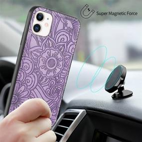 img 1 attached to 📱 Petocase for iPhone 11 Wallet Case: Luxury Leather Folio Flip with Wristlet, Shockproof & Protective Cover for Apple iPhone 11 - Embossed Purple; Includes ID & Credit Card Slots