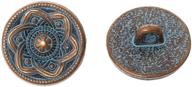 🔵 pepperlonely brand 10pc antique copper spray painted blue flower pattern metal shank buttons - 15.0mm(5/8) logo