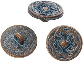 img 1 attached to 🔵 PEPPERLONELY Brand 10PC Antique Copper Spray Painted Blue Flower Pattern Metal Shank Buttons - 15.0mm(5/8)