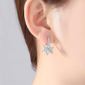 img 2 attached to 💎 MissDaisy-Cubic Zirconia Crystal Flower Dangle Hoop Earrings: Stunning Hypoallergenic Wedding Ear Drops