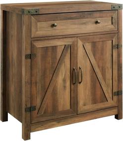 img 1 attached to 🚪 Walker Edison Cass Farmhouse Double Barn Door Accent Cabinet, 30 Inch, Rustic Oak