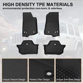 img 2 attached to 🚙 KIWI MASTER Jeep Wrangler JL 2018-2021 2-Door OEM Floor Liners TPE Slush Mat Front and Rear Row - Black All Weather Protector Floor Mats