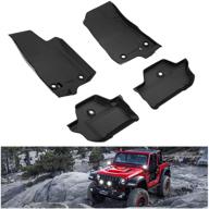 🚙 kiwi master jeep wrangler jl 2018-2021 2-door oem floor liners tpe slush mat front and rear row - black all weather protector floor mats logo