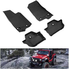 img 4 attached to 🚙 KIWI MASTER Jeep Wrangler JL 2018-2021 2-Door OEM Floor Liners TPE Slush Mat Front and Rear Row - Black All Weather Protector Floor Mats