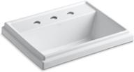 kohler k-2991-8-0 tresham white rectangle 🚿 self-rimming bathroom sink with 8-inch widespread faucet drilling logo