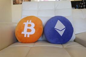 img 1 attached to 🧱 BlockCraft BTC Plush Pillow: Embroidered Round Stuffed Plush Crypto Pillow for Bitcoin Enthusiasts