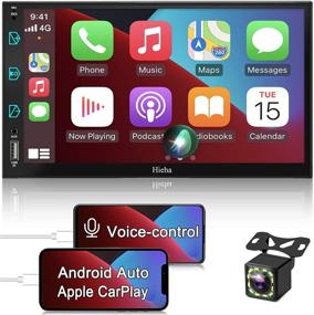img 4 attached to 📱 Hieha 7 Inch Double Din Stereo with Apple CarPlay and Android Auto: Touch Screen Bluetooth Car Radio, AM/FM Support, Mirror Link, Rear View Camera, SWC, AUX Input