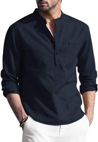 img 3 attached to COOFANDY Cotton Shirts Sleeve Casual Men's Clothing and Shirts