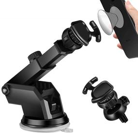 img 4 attached to 📱 Cell Phone Holder for Car with Air Vent & Pop Cup Suction Mount - Suitable for Collapsible Grip/Socket Mount, Dashboard, Desk, Wall Bracket - Ideal for GPS Navigation and All Smartphones
