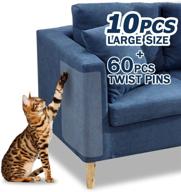 🛋️ ultimate furniture protection: 10 pcs clear self-adhesive cat scratch deterrent with extra-large and large couch protectors - includes 2 pack cat repellent for furniture logo