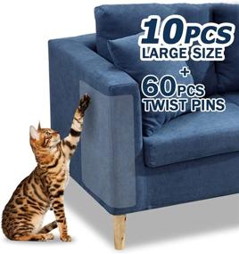 img 4 attached to 🛋️ Ultimate Furniture Protection: 10 Pcs Clear Self-Adhesive Cat Scratch Deterrent with Extra-Large and Large Couch Protectors - Includes 2 Pack Cat Repellent for Furniture