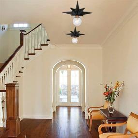 img 1 attached to 💡 Vintage Flush Mount Ceiling Light Fixture - 2 Pack Moravian Star Light Fixtures in Black Metal for Hallway Entryway Kitchen Bedroom Porch Stairway