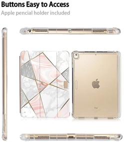 img 2 attached to 📱 iPad Pro 12.9 Case: 2017/2015 Cover, Pink Marble, Auto Sleep/Wake + Apple Pencil Holder, Wireless Charging Support